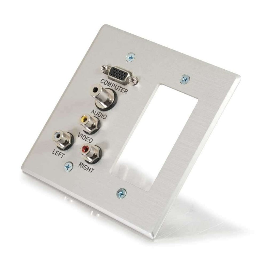 Cables to Go Vga, 3.5Mm Audio, Composite Video And Rca Stereo Audio Pass Through Double Gang Wall Plate - Brushed Aluminum Clearance