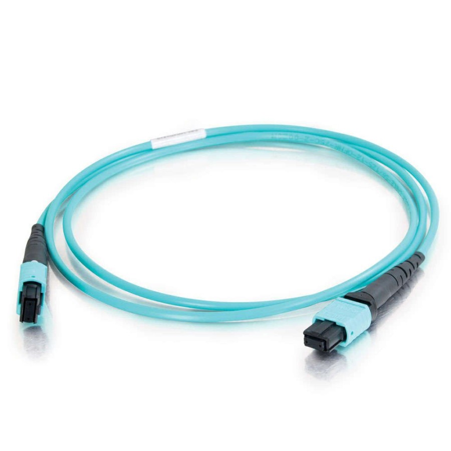 Cables to Go 16.4Ft (5M) Mtp 10Gb 50/125 Om3 Multimode Fiber Optic Cable (Taa Compliant) (Plenum-Rated) - Aqua New