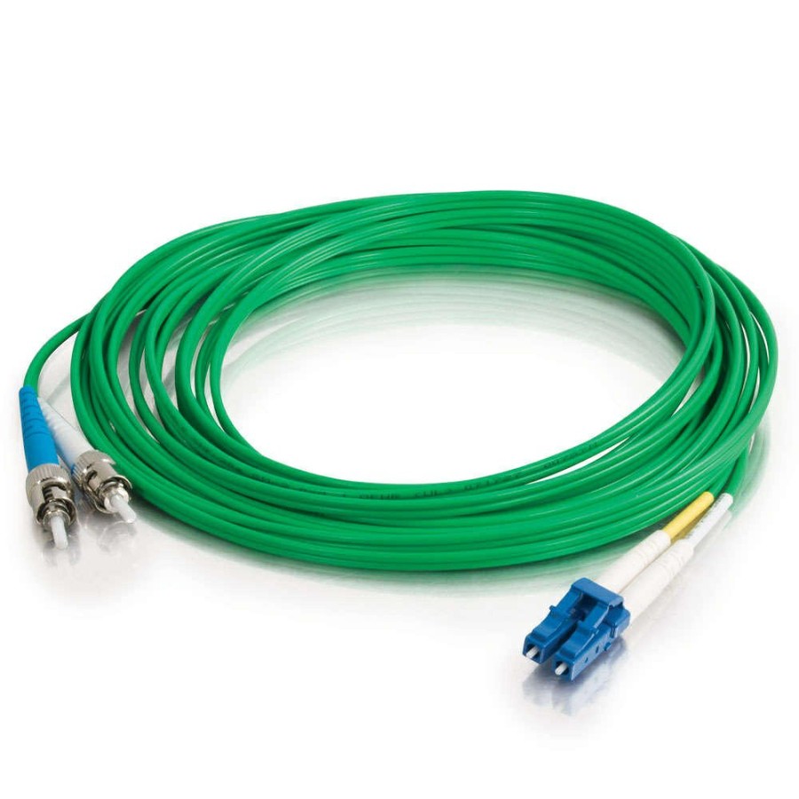 Cables to Go 16.4Ft (5M) Lc-St 9/125 Os2 Duplex Single-Mode Fiber Optic Cable (Taa Compliant) - Plenum Cmp-Rated - Green New