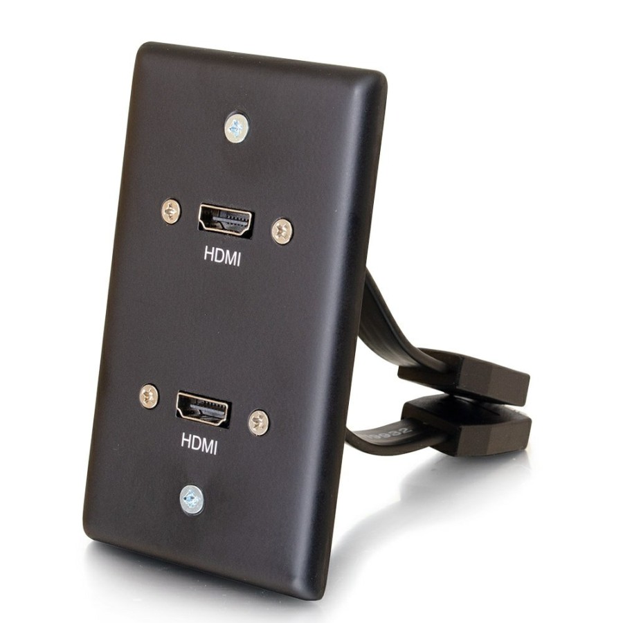 Cables to Go Dual Hdmi® Pass Through Single Gang Wall Plate - Black Clearance