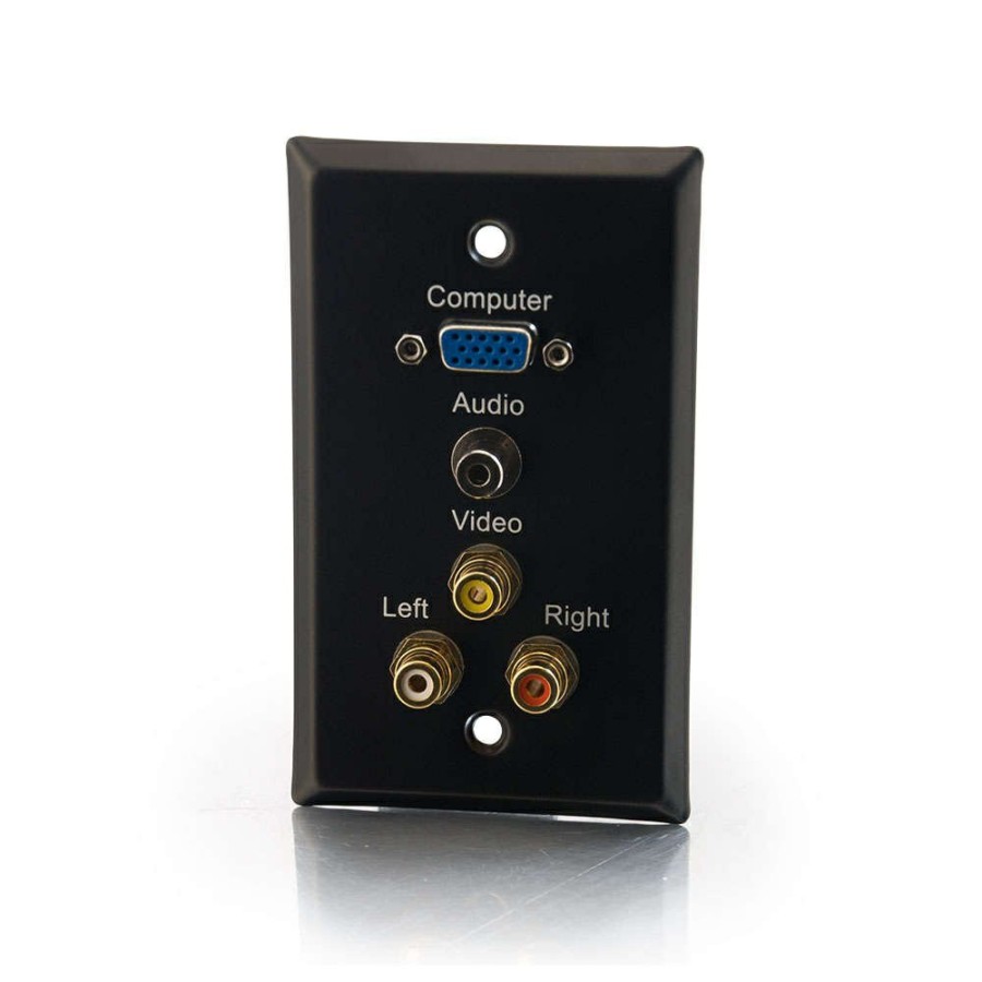 Cables to Go Vga, 3.5Mm Audio, Composite Video And Rca Stereo Audio Pass Through Single Gang Wall Plate - Black Wholesale