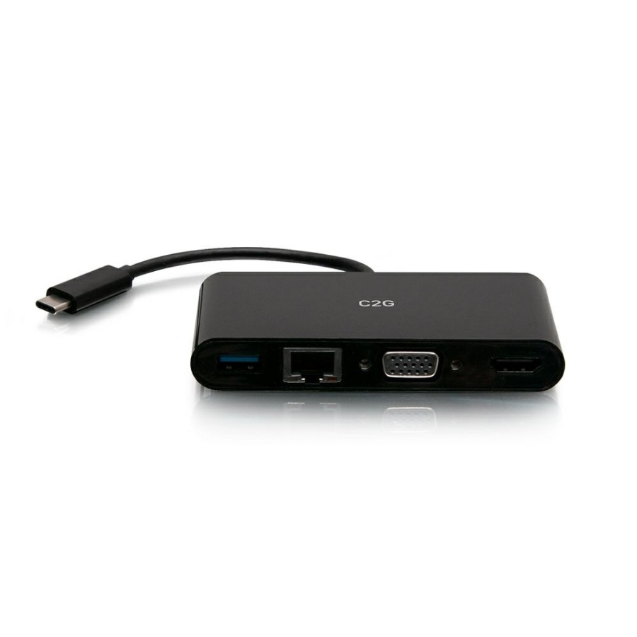 Cables to Go Usb-C® To Hdmi®, Vga, Usb-A, And Rj45 Multiport Adapter - 4K 30Hz - Black New