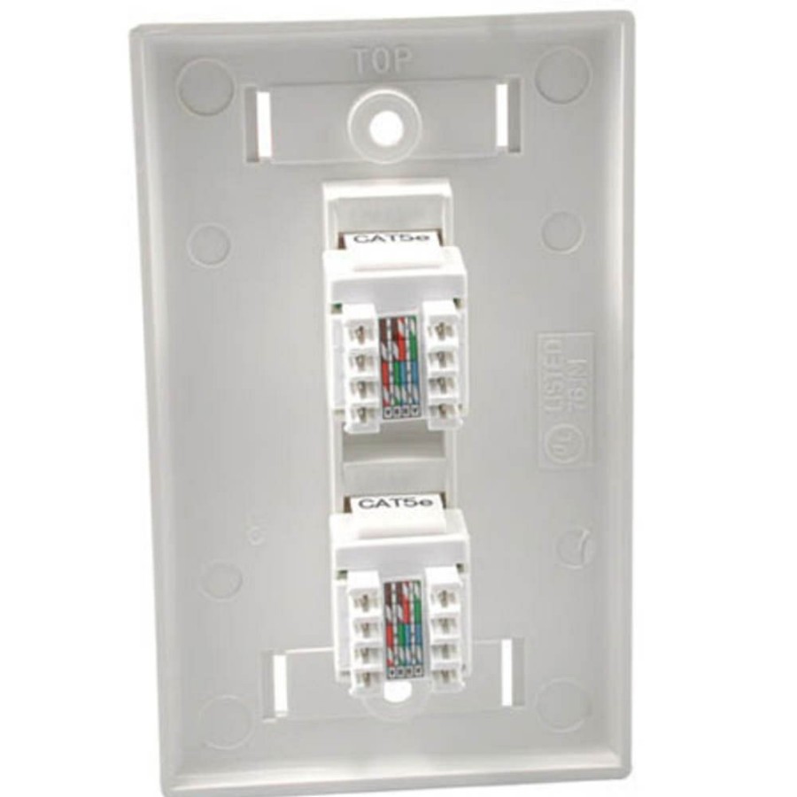 Cables to Go Two Port Cat5E Rj45 Configured Single Gang Wall Plate - White Online