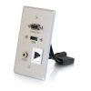 Cables to Go Hdmi, Vga, 3.5Mm Audio Pass Through Single Gang Wall Plate With One Keystone - Aluminum New