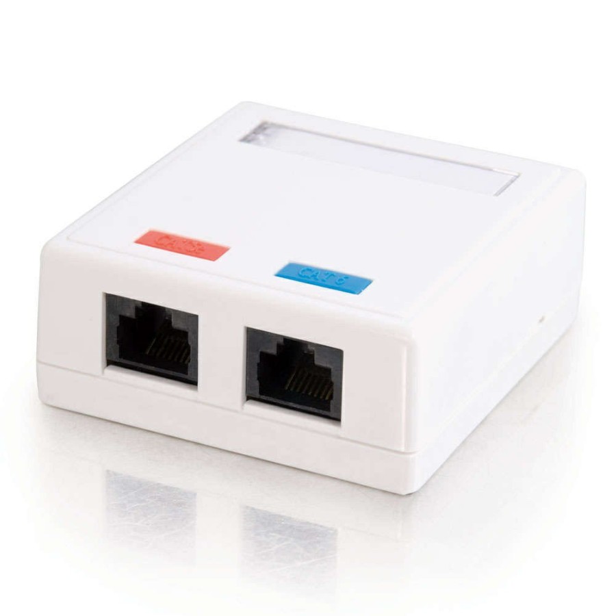 Cables to Go 2-Port Cat5E Surface Mount Box - White Online