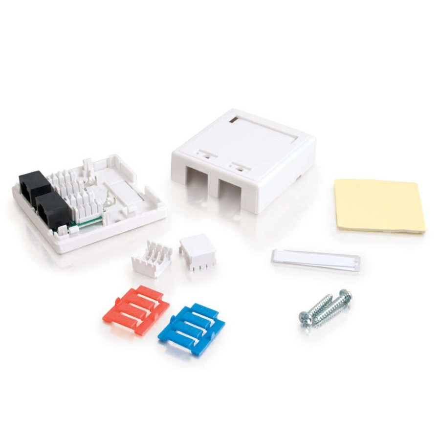 Cables to Go 2-Port Cat5E Surface Mount Box - White Online