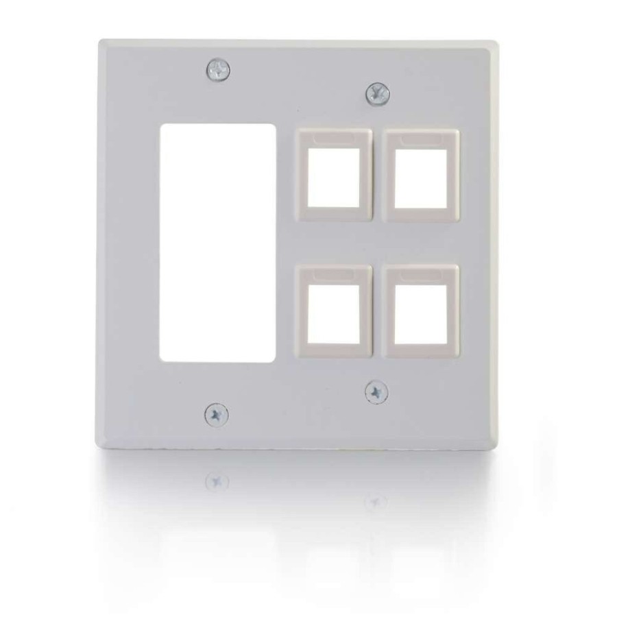 Cables to Go One Cutout With Four Keystone Double Gang Wall Plate - White Hot