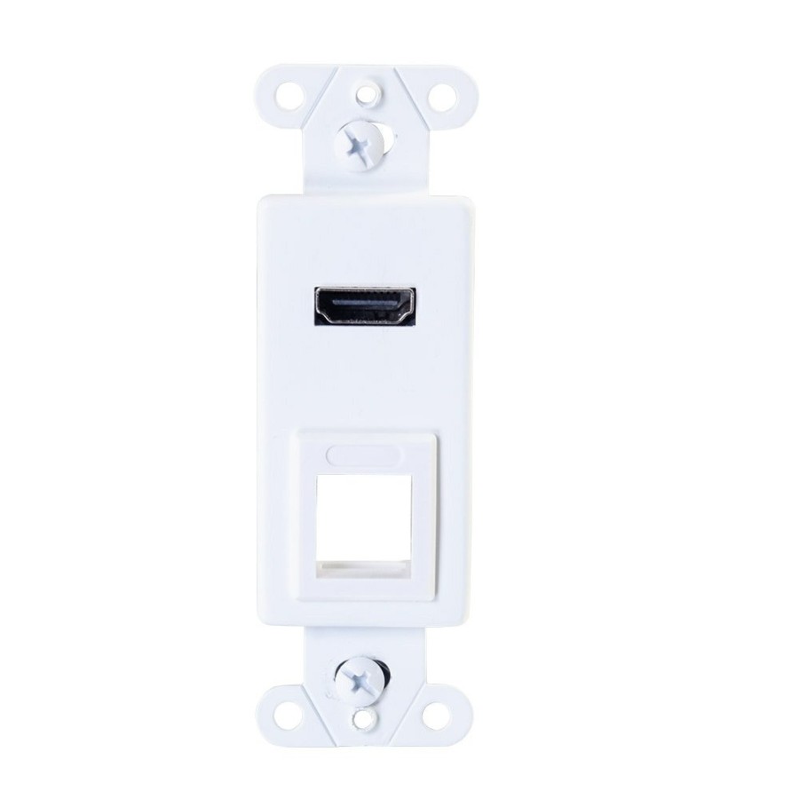 Cables to Go Hdmi Pass Through Decorative Wall Plate With One Keystone - White Hot