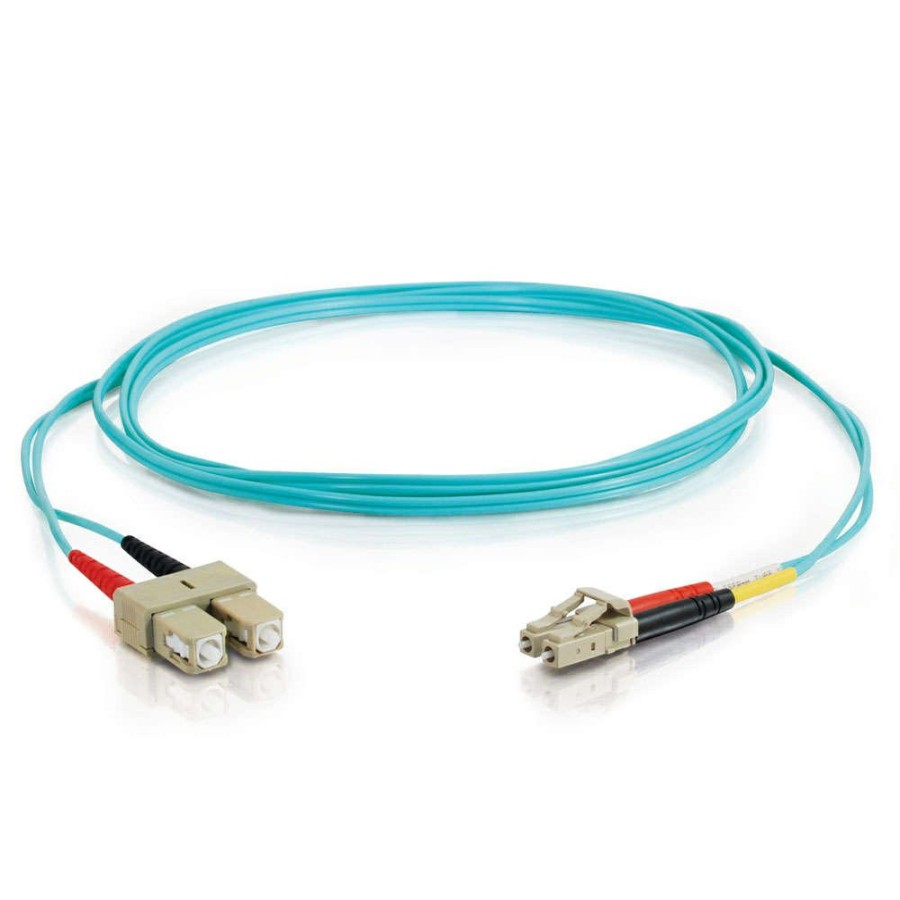 Cables to Go 32.8Ft (10M) Lc-Sc 10Gb 50/125 Om3 Duplex Multimode Fiber Optic Cable (Taa Compliant) - Low Smoke Zero Halogen Lszh - Aqua Best