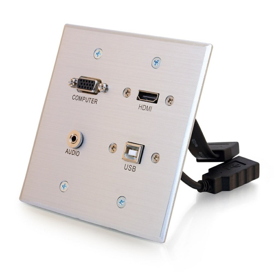 Cables to Go Hdmi, Vga, 3.5Mm And Usb Pass Through Double Gang Wall Plate - Aluminum Best