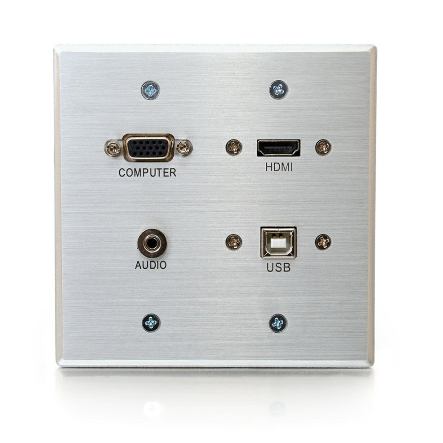 Cables to Go Hdmi, Vga, 3.5Mm And Usb Pass Through Double Gang Wall Plate - Aluminum Best