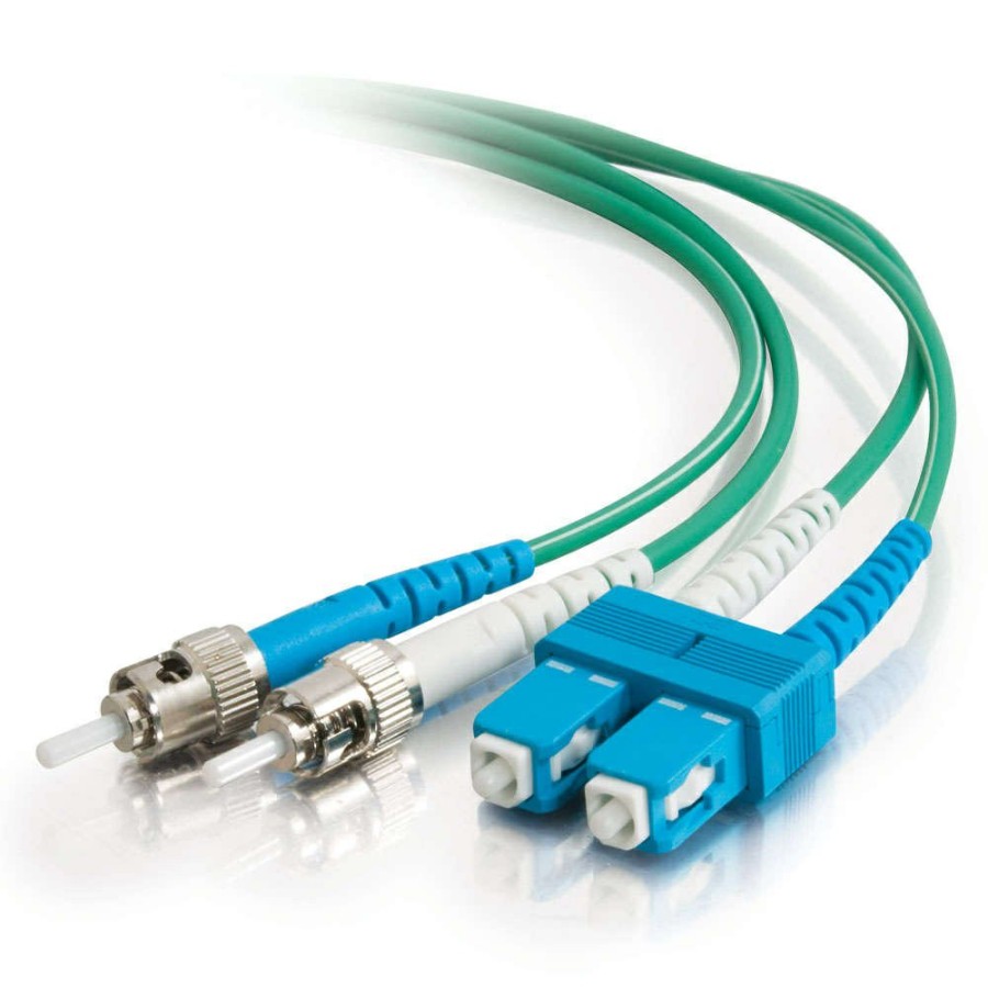 Cables to Go 9.8Ft (3M) Sc-St 9/125 Os2 Duplex Single-Mode Fiber Optic Cable (Taa Compliant) - Plenum Cmp-Rated - Green Hot