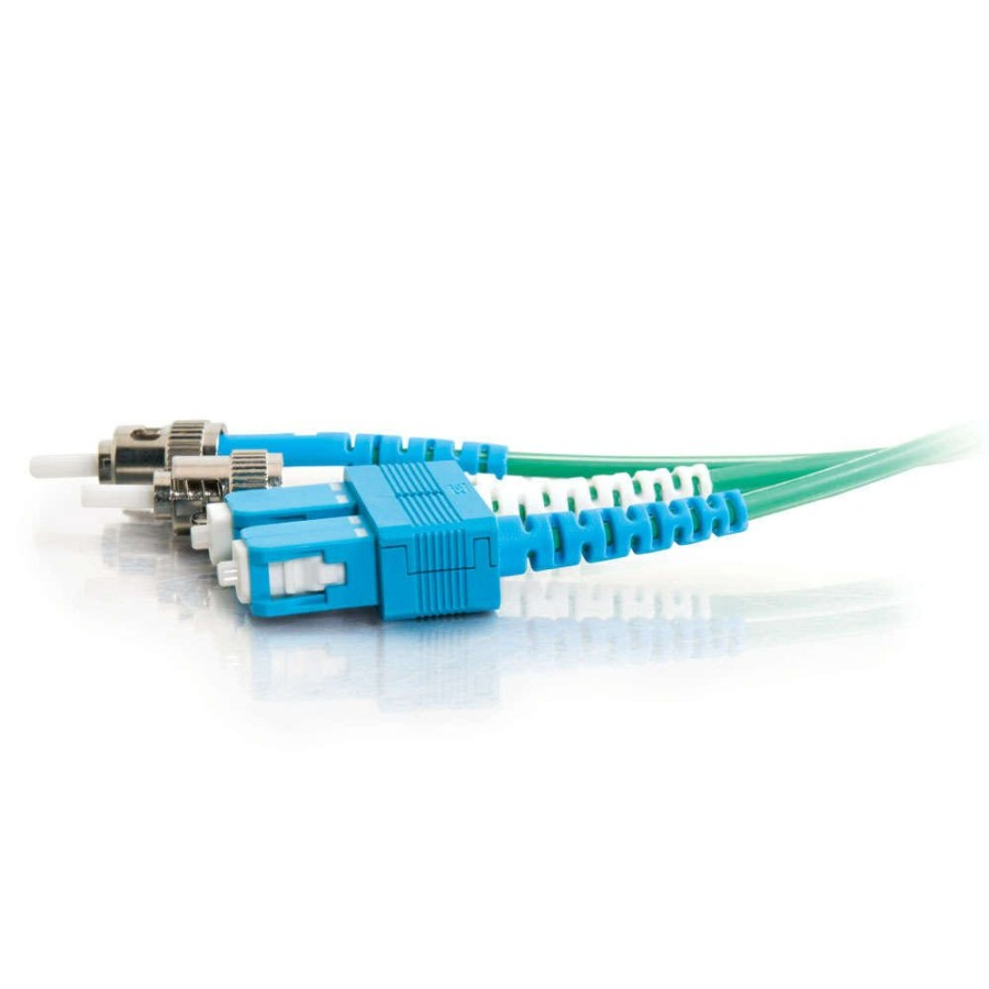 Cables to Go 9.8Ft (3M) Sc-St 9/125 Os2 Duplex Single-Mode Fiber Optic Cable (Taa Compliant) - Plenum Cmp-Rated - Green Hot