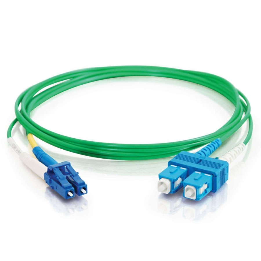 Cables to Go 32.8Ft (10M) Lc-Sc 9/125 Os2 Duplex Single-Mode Pvc Fiber Optic Cable - Green Hot