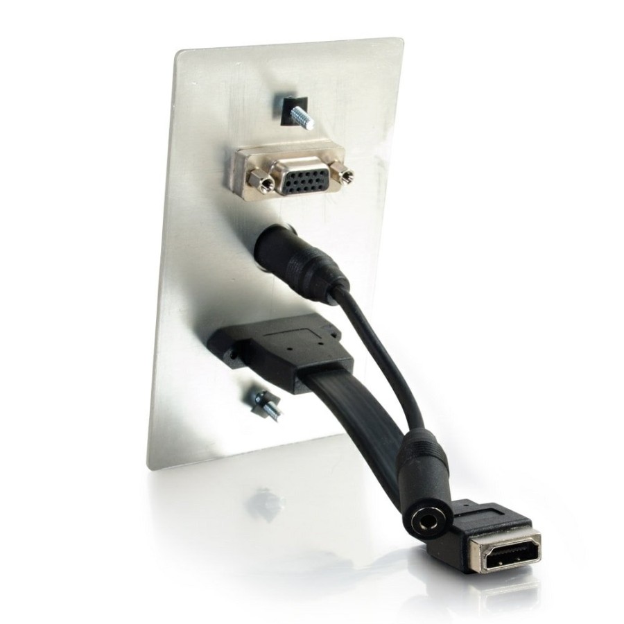 Cables to Go Hdmi, Vga + 3.5Mm Pass Through Single Gang Wall Plate - Aluminum Hot