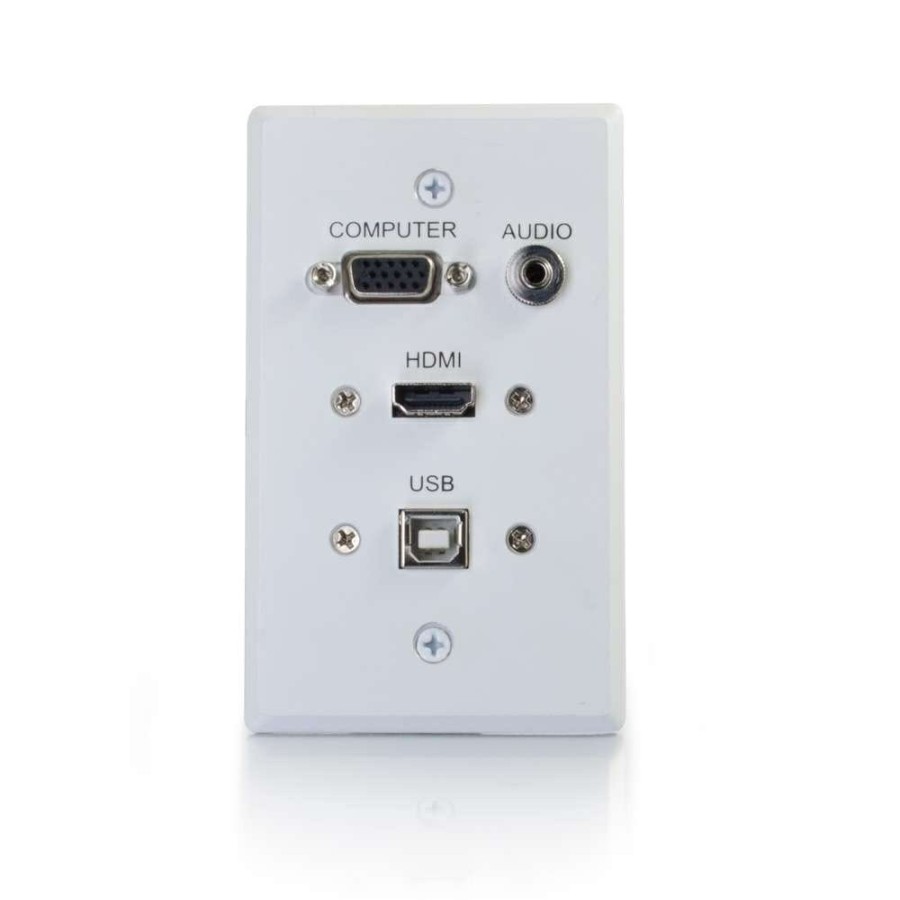 Cables to Go Hdmi, Vga, 3.5Mm Audio And Usb Pass Through Single Gang Wall Plate - White New