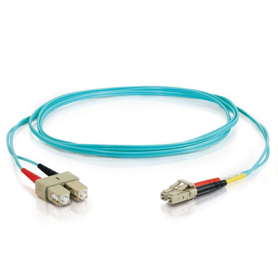 Cables to Go 16.4Ft (5M) Lc-Sc 10Gb 50/125 Om3 Duplex Multimode Fiber Optic Cable (Taa Compliant) - Low Smoke Zero Halogen Lszh - Aqua New