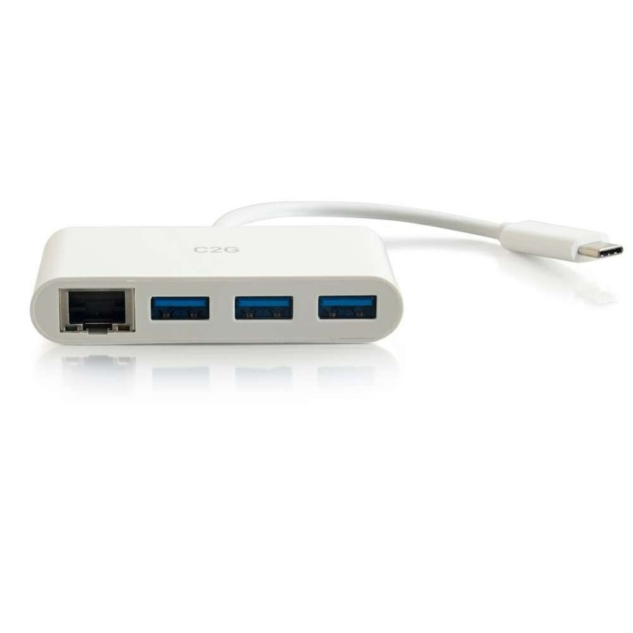 Cables to Go Usb-C® To Ethernet Adapter With 3-Port Usb Hub - White Wholesale