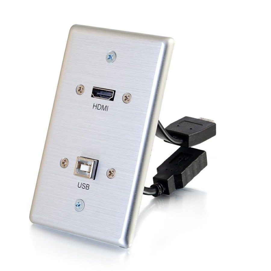 Cables to Go Hdmi® And Usb Pass Through Single Gang Wall Plate - Brushed Aluminum Hot