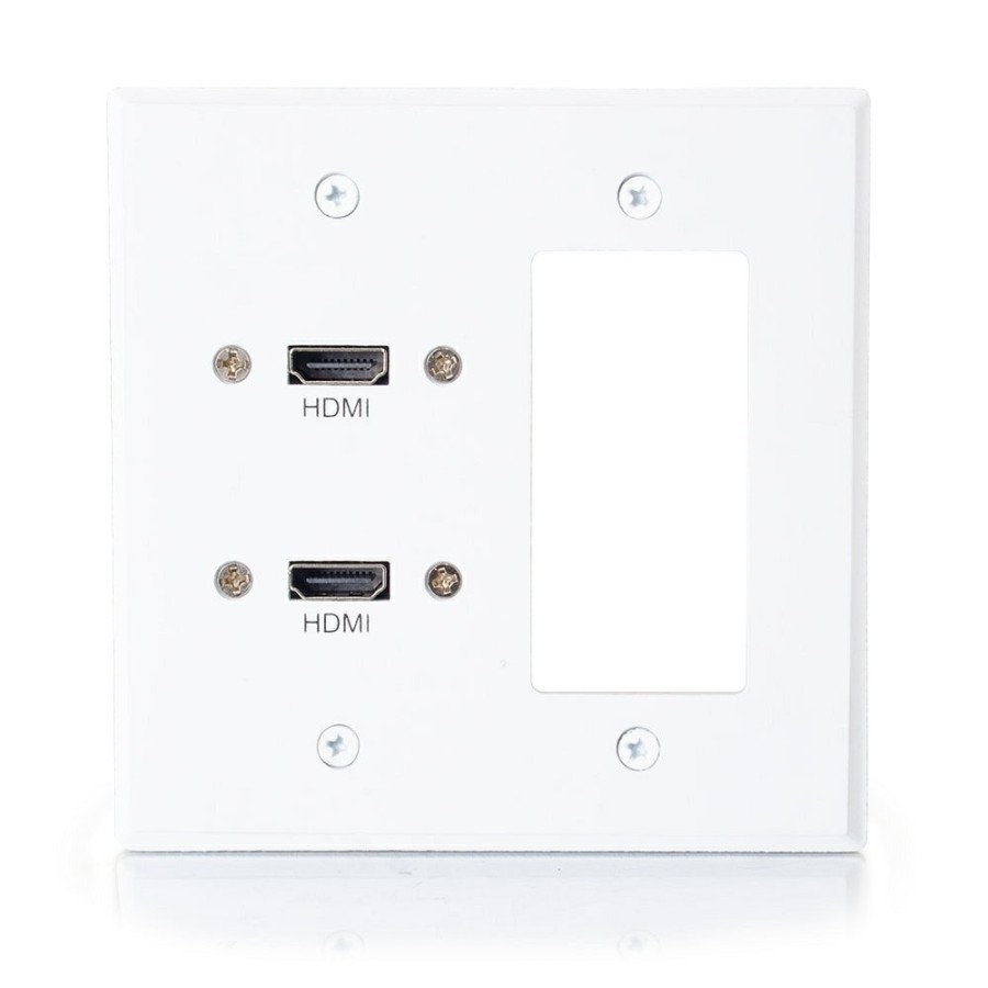 Cables to Go Dual Hdmi Pass Through Double Gang Wall Plate With One Decorative Cutout - White Online