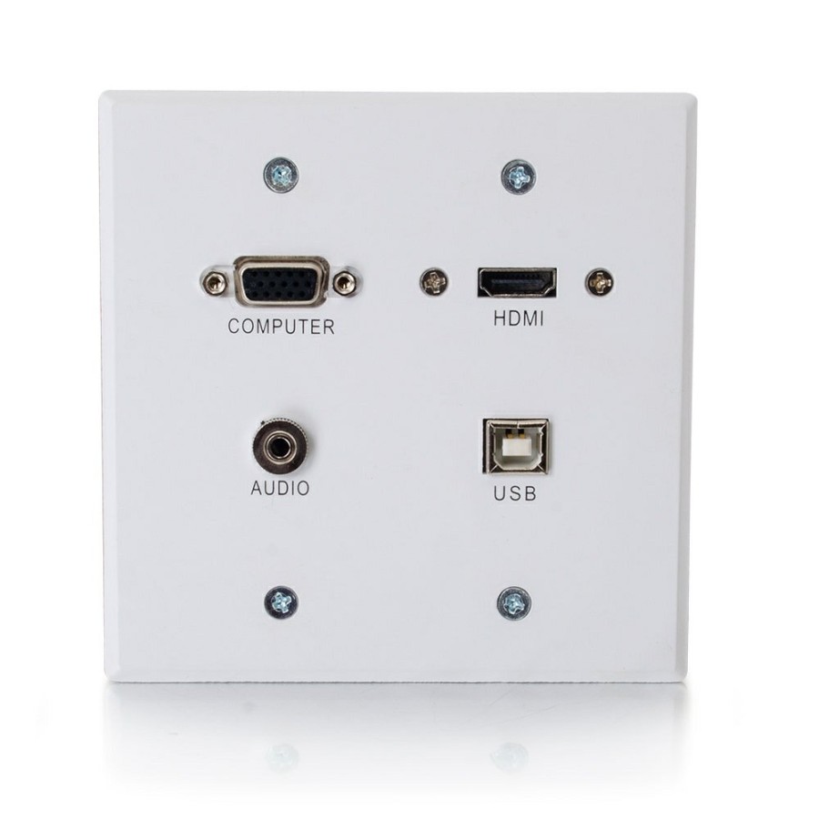 Cables to Go Rapidrun Vga + 3.5Mm Double Gang Wall Plate + Hdmi And Usb Pass Through - White Hot