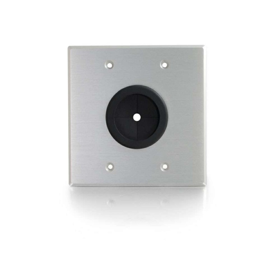 Cables to Go 1.5In Grommet Cable Pass Through Double Gang Wall Plate - Brushed Aluminum Clearance