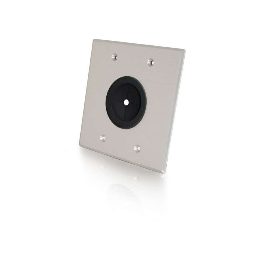 Cables to Go 1.5In Grommet Cable Pass Through Double Gang Wall Plate - Brushed Aluminum Clearance