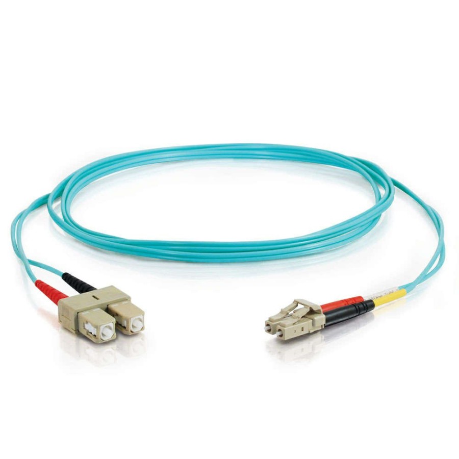 Cables to Go 26.2Ft (8M) Lc-Sc 10Gb 50/125 Om3 Duplex Multimode Pvc Fiber Optic Cable (Usa-Made & Taa Compliant) - Aqua Online