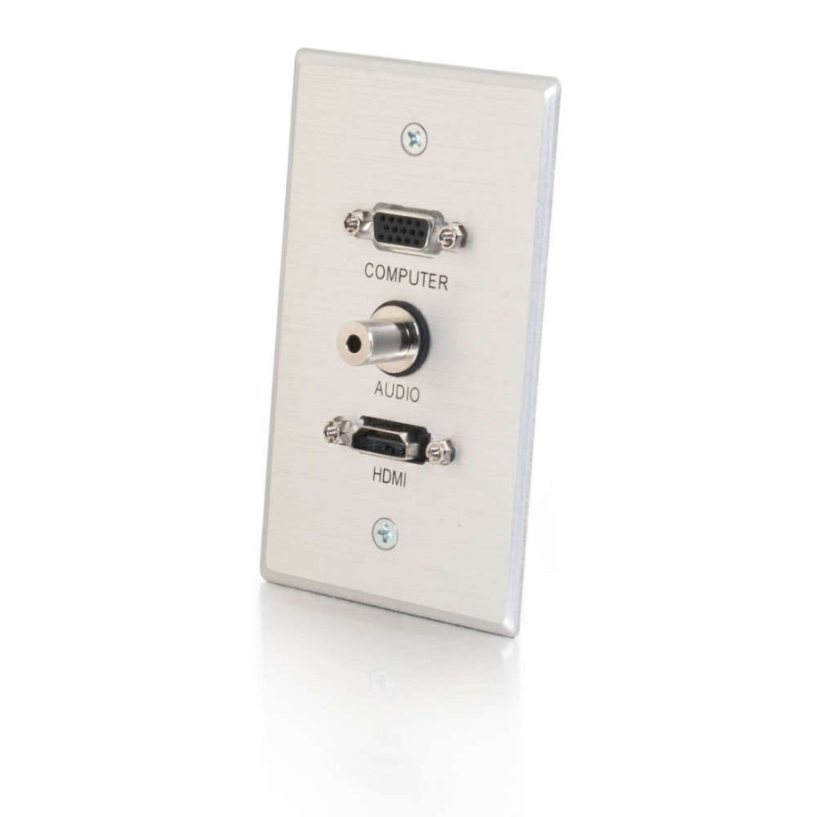 Cables to Go Hdmi, Vga And 3.5Mm Audio Pass Through Single Gang Wall Plate - Brushed Aluminum Online