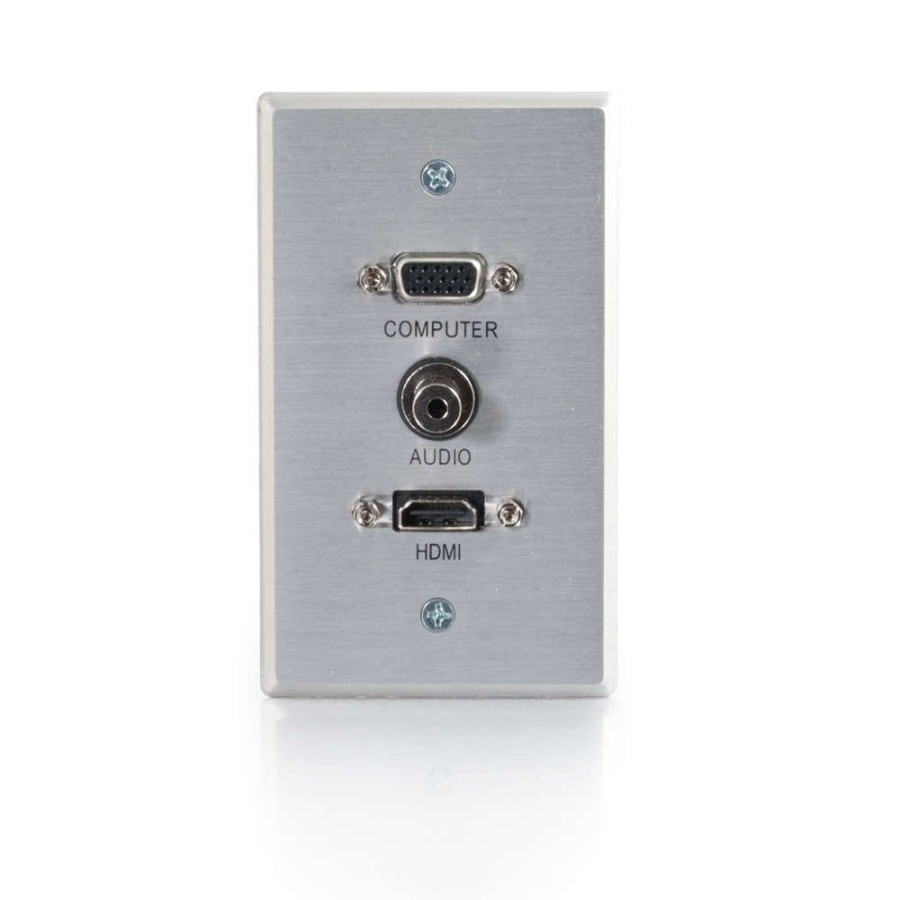 Cables to Go Hdmi, Vga And 3.5Mm Audio Pass Through Single Gang Wall Plate - Brushed Aluminum Online