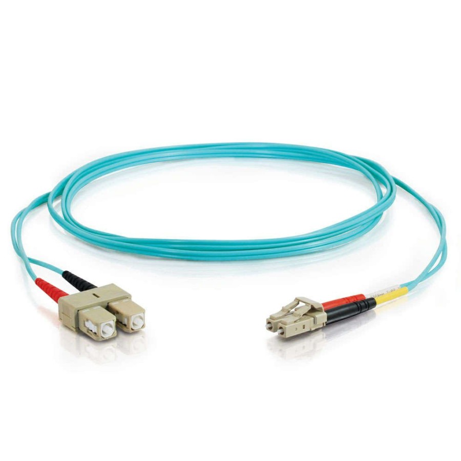 Cables to Go 9.8Ft (3M) Lc-Sc 10Gb 50/125 Om3 Duplex Multimode Fiber Optic Cable (Taa Compliant) - Low Smoke Zero Halogen Lszh - Aqua Clearance