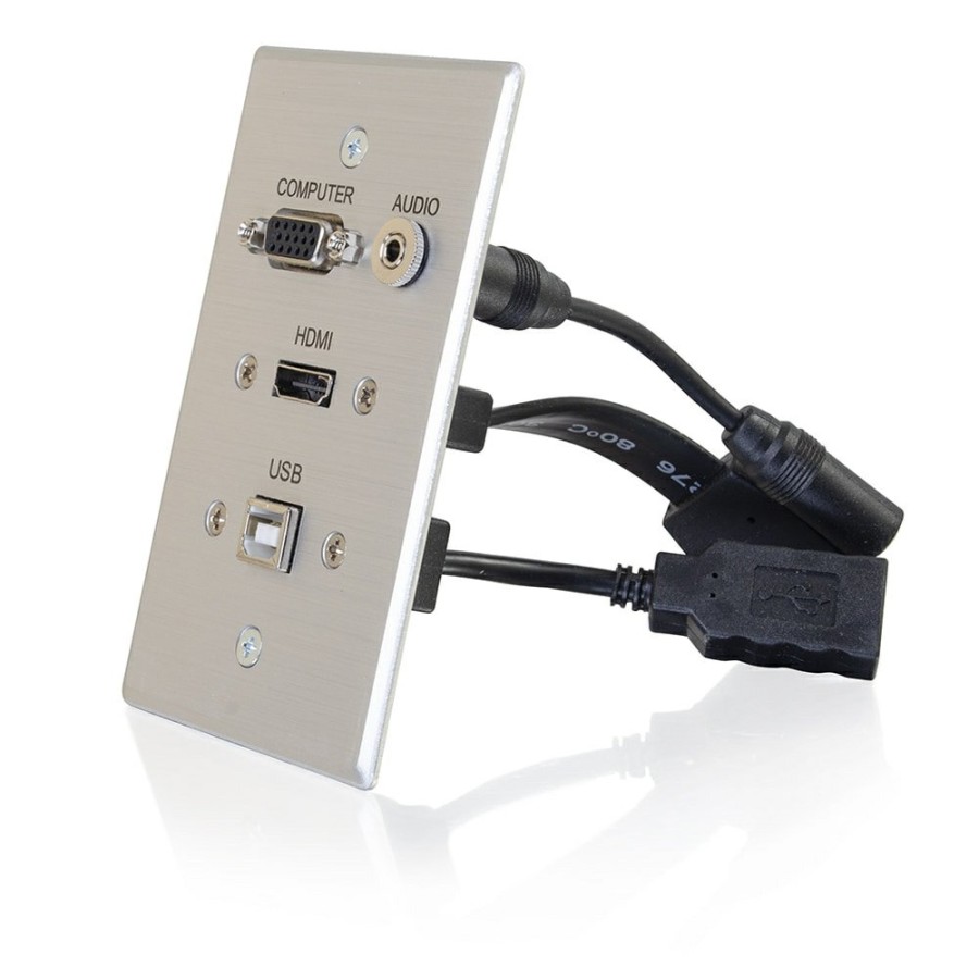 Cables to Go Hdmi, Vga, 3.5Mm Audio And Usb Pass Through Single Gang Wall Plate - Aluminum Hot