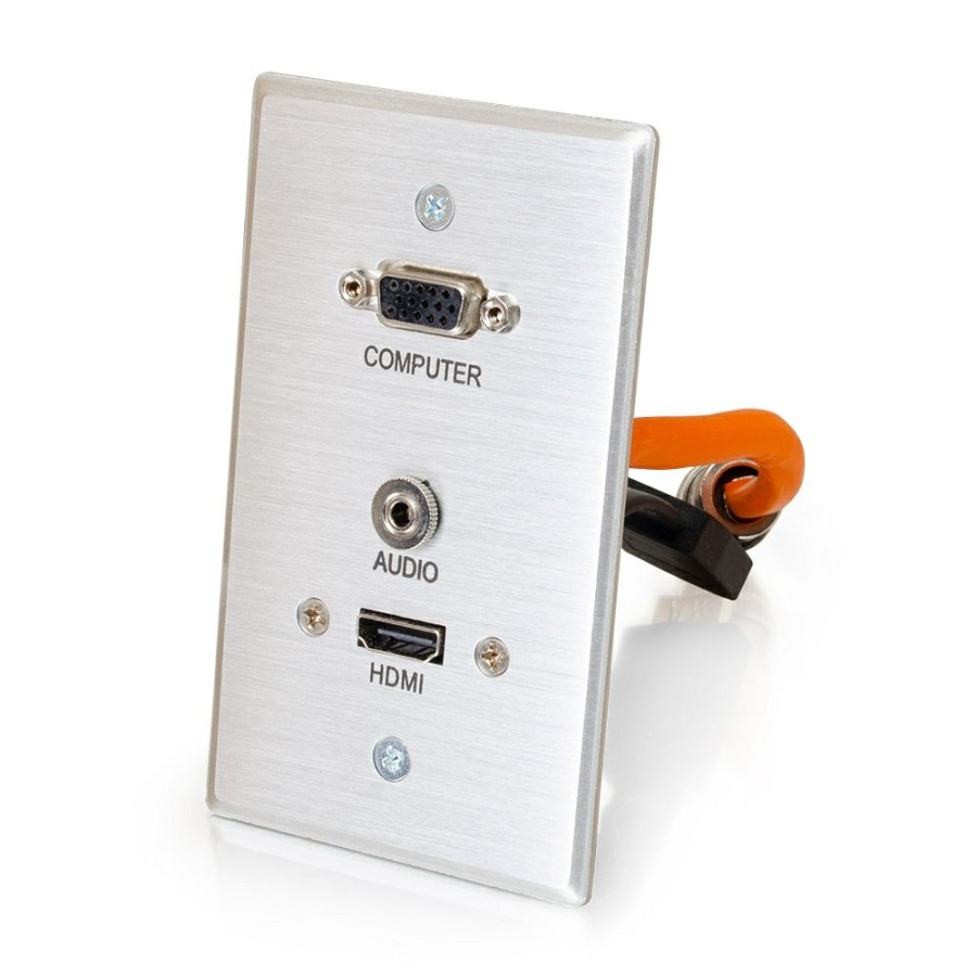 Cables to Go Rapidrun Vga + 3.5Mm Single Gang Wall Plate + Hdmi® Pass Through - Aluminum Clearance