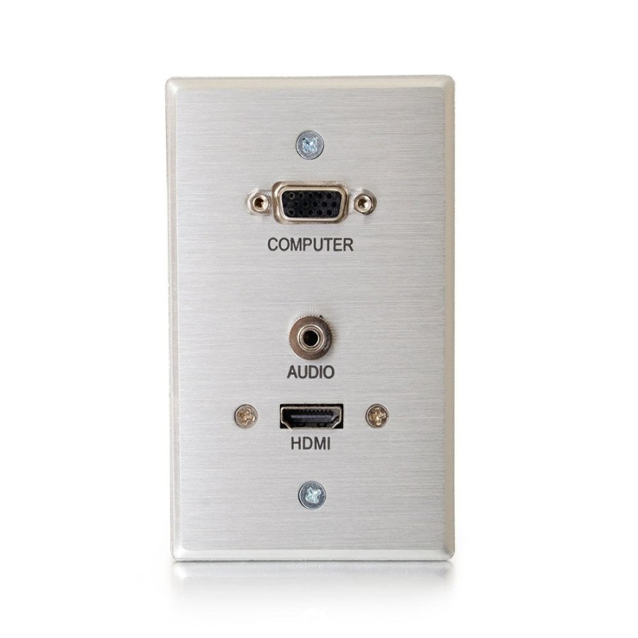 Cables to Go Rapidrun Vga + 3.5Mm Single Gang Wall Plate + Hdmi® Pass Through - Aluminum Clearance